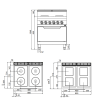 Fourneau 4 plaques sur four électrique Série Macros 700 Modèle E7PQ4+FE Marque Berto's