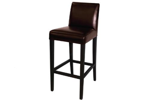 Chaise de bar haut avec dossier en simili cuir marron foncé Modèle GG652