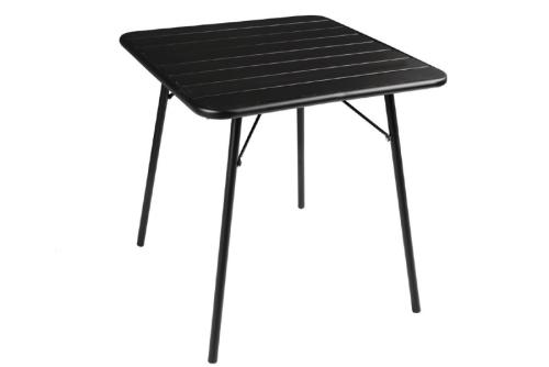 Table à lattes carrée en acier 700mm noire Modèle CS731