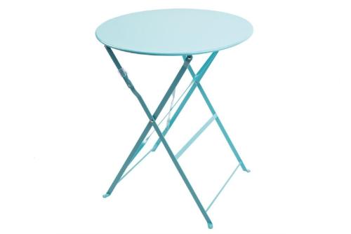 Table de terrasse ronde en acier bleu turquoise Modèle GK983