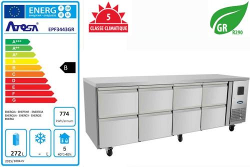 Table réfrigérée 8 tiroirs Série 700 Modèle EPF3443GR Marque Atosa