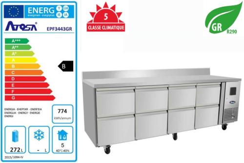 Table réfrigérée 8 tiroirs Série 700 Modèle EPF3443GR-SB Marque Atosa