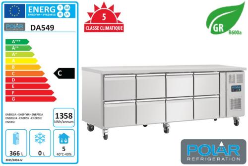 Table réfrigérée 8 tiroirs série 700 modèle DA549 Marque Polar