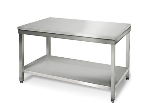 Table inox centrale avec étagère série 600
